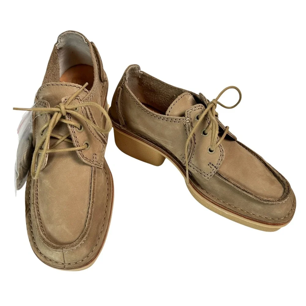 Clarks Shoes Artisan Veldta Auburon Platform Moccasin Nubuck Taupe 10‎ Gorpcore